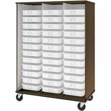 I.D. SYSTEMS 67'' Tall Dark Walnut Mobile Open Storage Cabinet with 36 3 1/2'' Trays 80274Z67022 538274Z67022